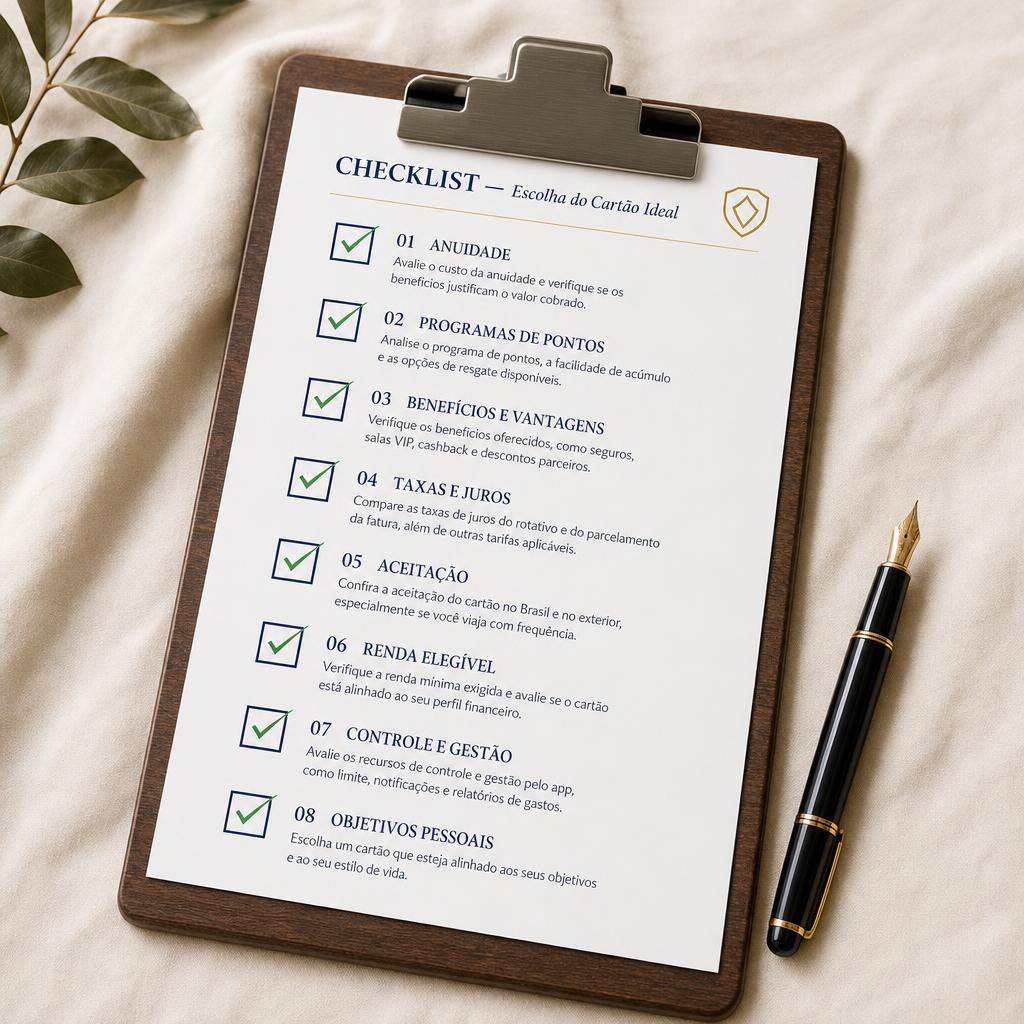 Checklist impresso em prancheta com itens marcados